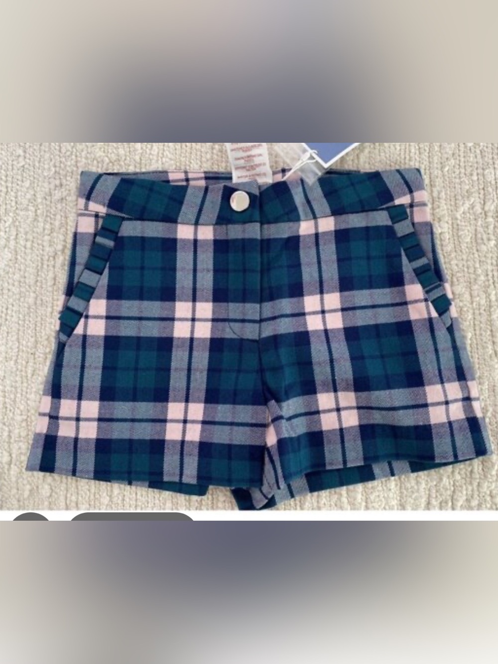 Jacadi Pink and Teal Plaid Tailored Shorts